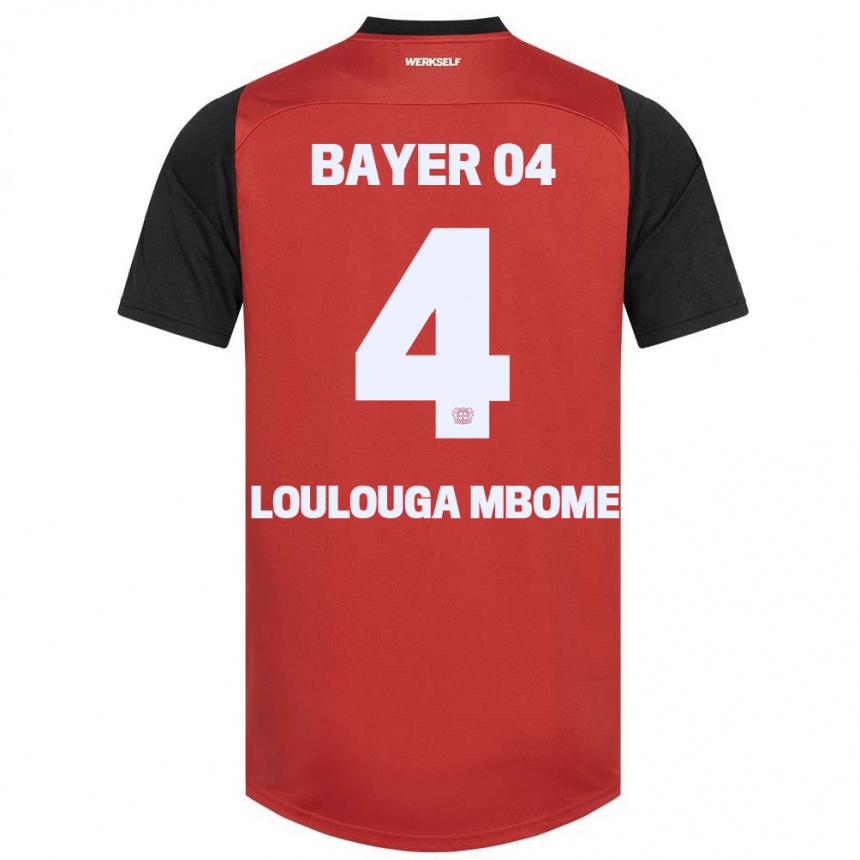 Women Football Adrien Loulouga Mbome #4 Red Black Home Jersey 2024/25 T-Shirt Nz