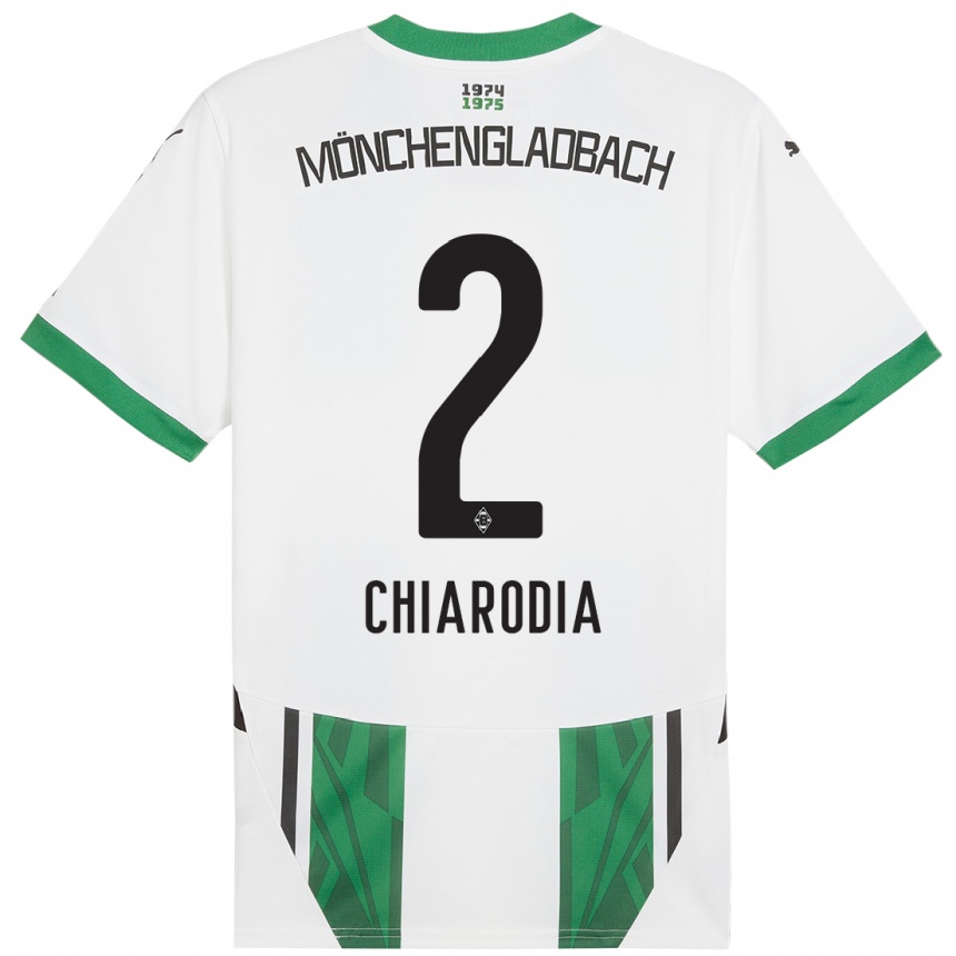 Women Football Fabio Chiarodia #2 White Green Home Jersey 2024/25 T-Shirt Nz