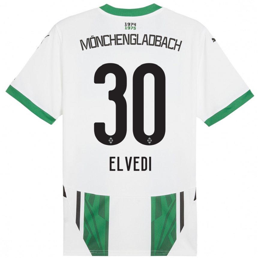 Women Football Nico Elvedi #30 White Green Home Jersey 2024/25 T-Shirt Nz