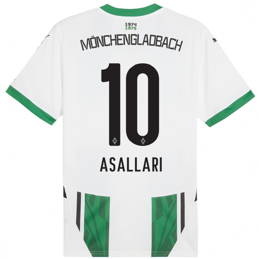 Women Football Kushtrim Asallari #10 White Green Home Jersey 2024/25 T-Shirt Nz