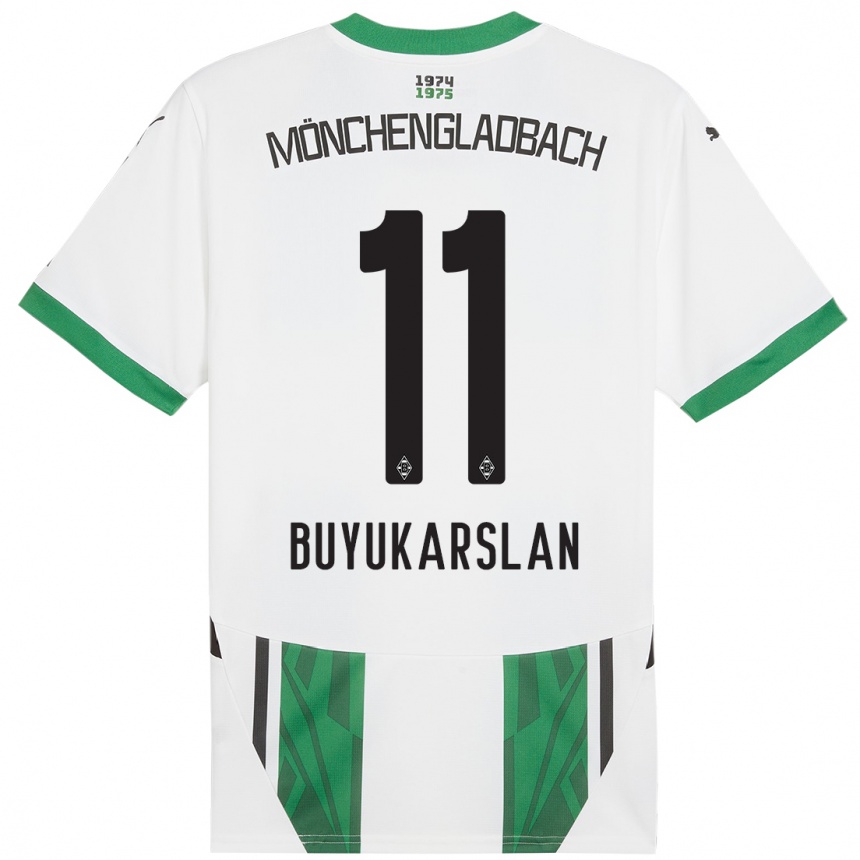 Women Football Oguzcan Büyükarslan #11 White Green Home Jersey 2024/25 T-Shirt Nz