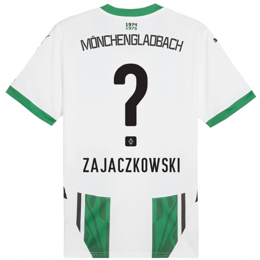 Women Football Vincent Zajaczkowski #0 White Green Home Jersey 2024/25 T-Shirt Nz