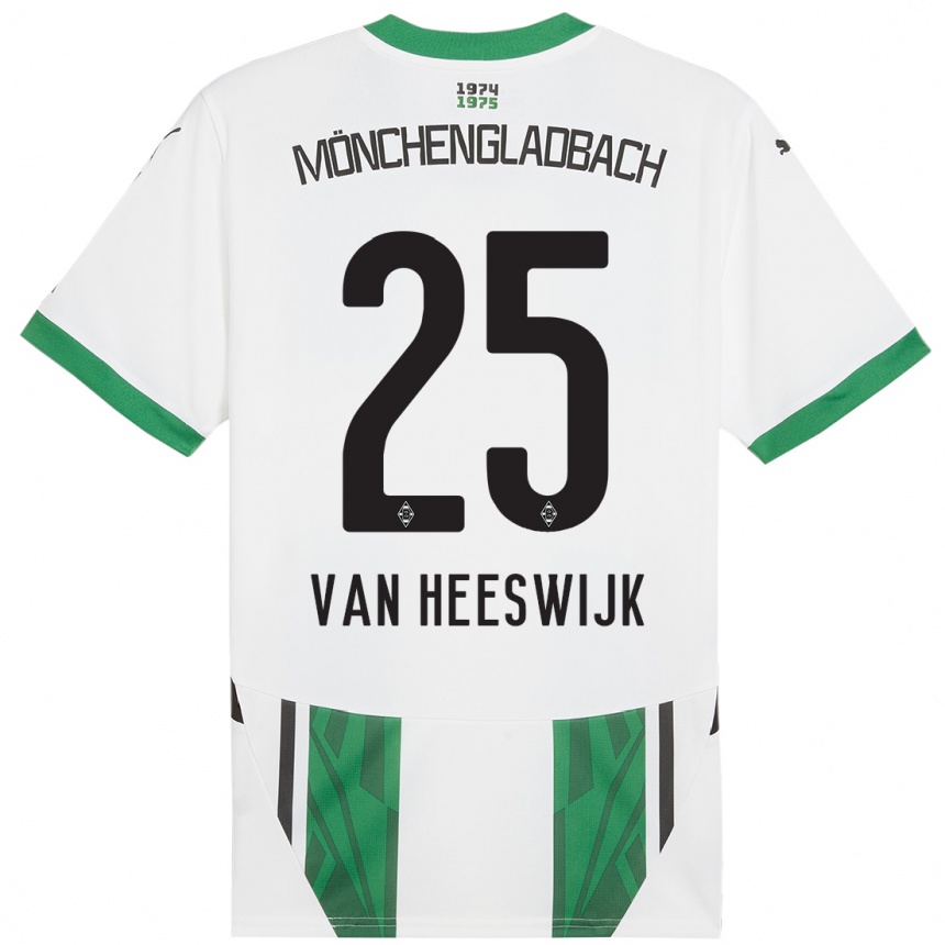 Women Football Amber Van Heeswijk #25 White Green Home Jersey 2024/25 T-Shirt Nz