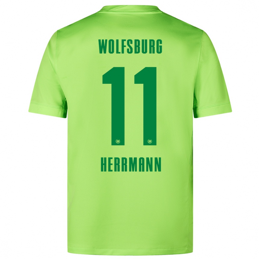 Women Football Max Herrmann #11 Fluorescent Green Home Jersey 2024/25 T-Shirt Nz