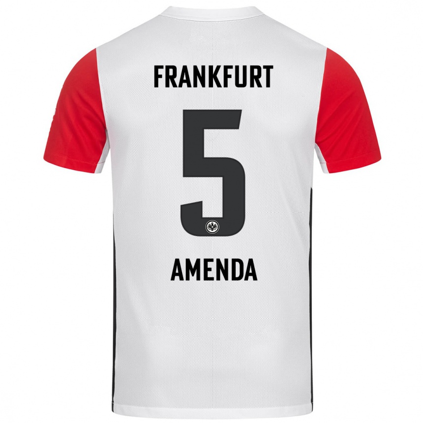 Women Football Aurèle Amenda #5 White Red Home Jersey 2024/25 T-Shirt Nz