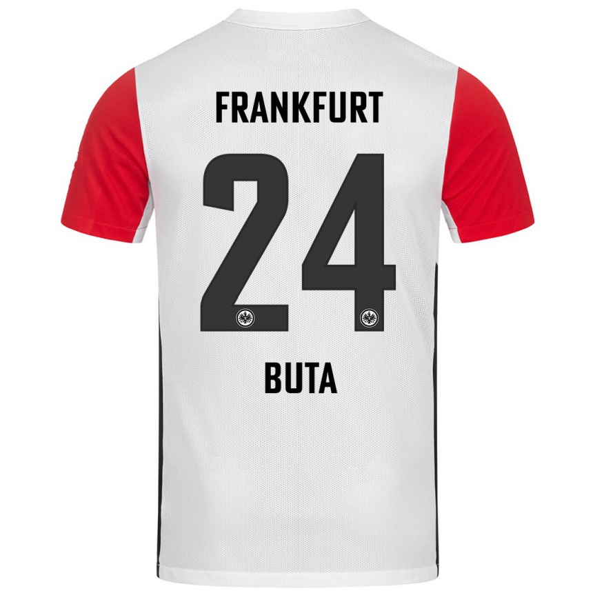 Women Football Aurélio Buta #24 White Red Home Jersey 2024/25 T-Shirt Nz