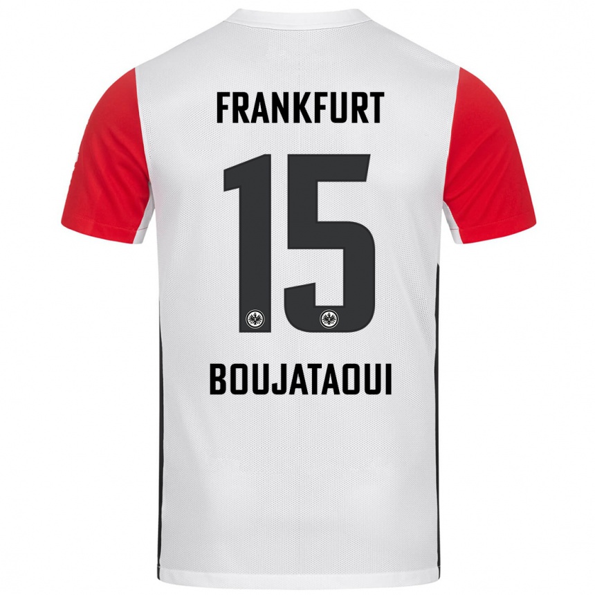 Women Football Tarik Boujataoui #15 White Red Home Jersey 2024/25 T-Shirt Nz