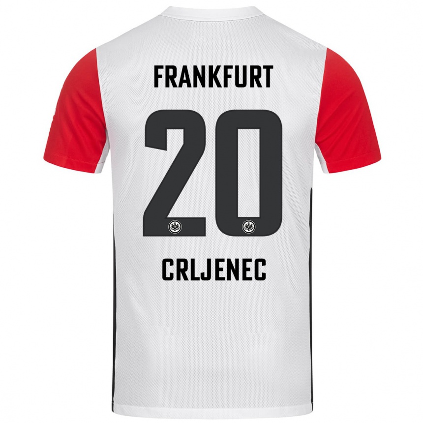 Women Football Dominik Crljenec #20 White Red Home Jersey 2024/25 T-Shirt Nz