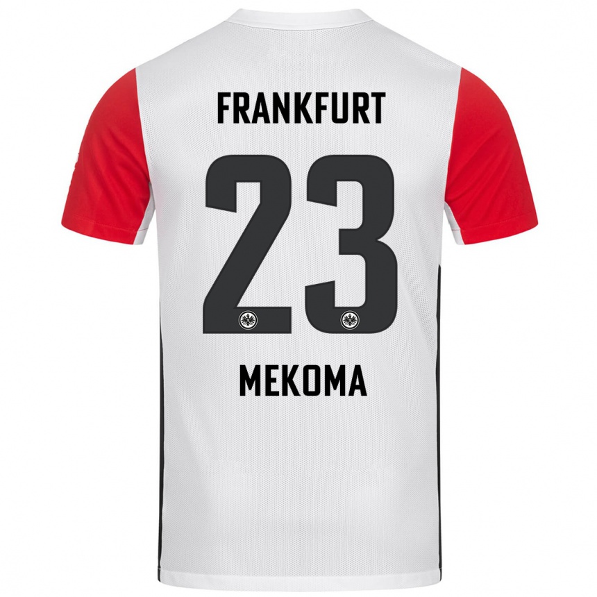 Women Football Jamal Mekoma #23 White Red Home Jersey 2024/25 T-Shirt Nz