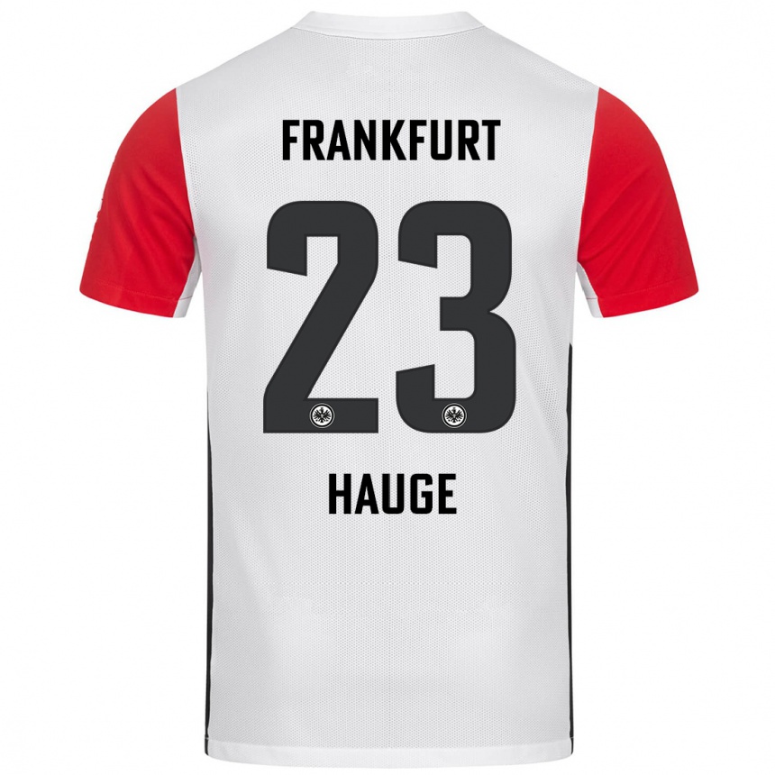 Women Football Jens Petter Hauge #23 White Red Home Jersey 2024/25 T-Shirt Nz