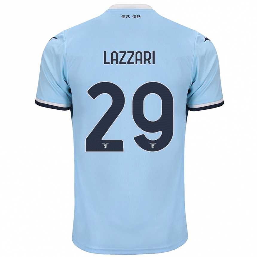 Women Football Manuel Lazzari #29 Blue Home Jersey 2024/25 T-Shirt Nz