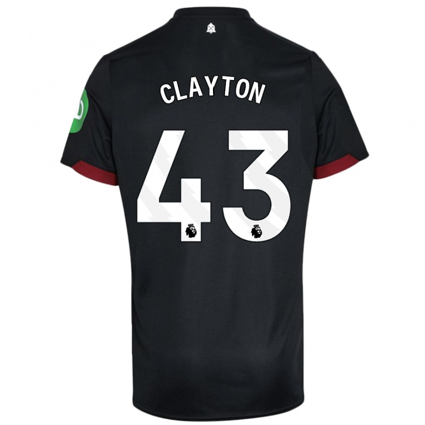 Women Football Regan Clayton #43 Black White Away Jersey 2024/25 T-Shirt Nz