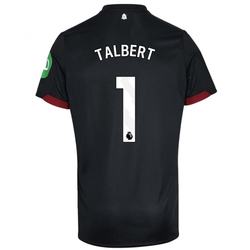 Women Football Katelin Talbert #1 Black White Away Jersey 2024/25 T-Shirt Nz