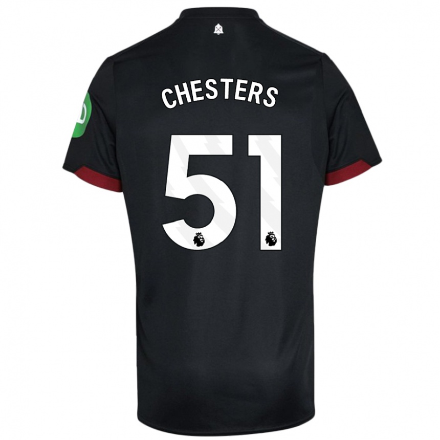 Women Football Dan Chesters #51 Black White Away Jersey 2024/25 T-Shirt Nz