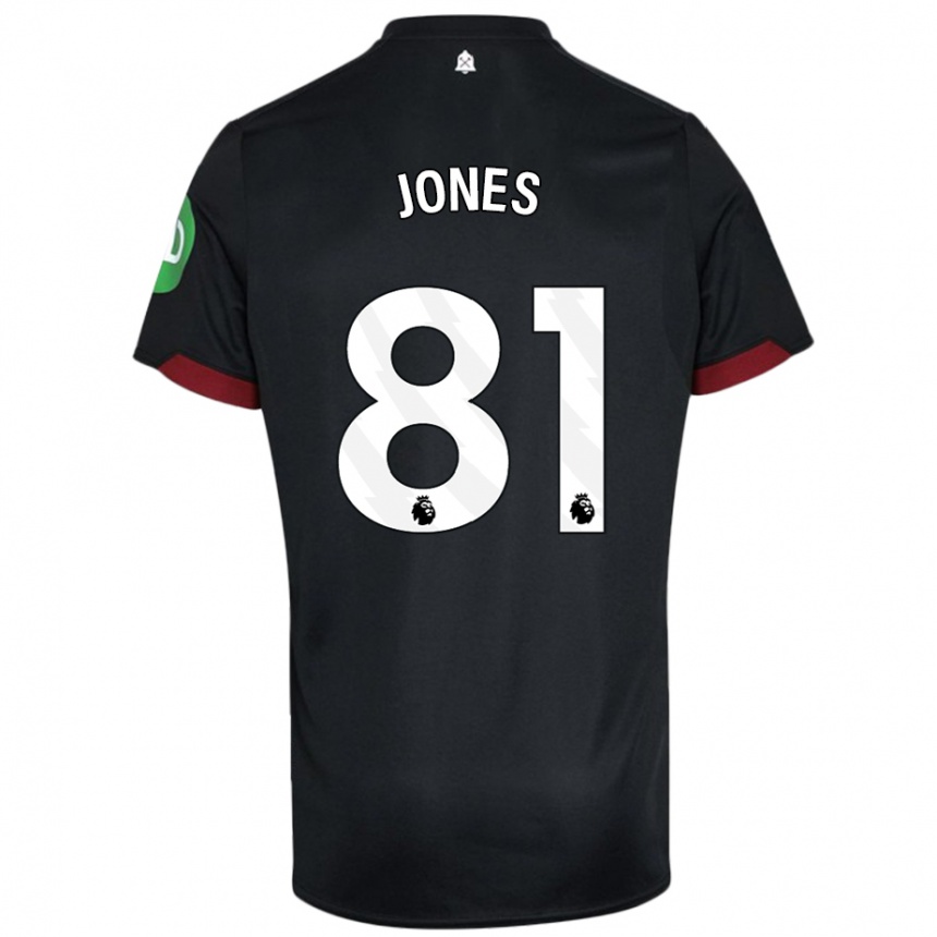 Women Football Liam Jones #81 Black White Away Jersey 2024/25 T-Shirt Nz