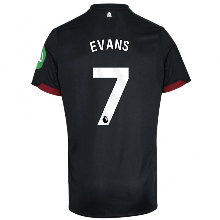 Women Football Lisa Evans #7 Black White Away Jersey 2024/25 T-Shirt Nz