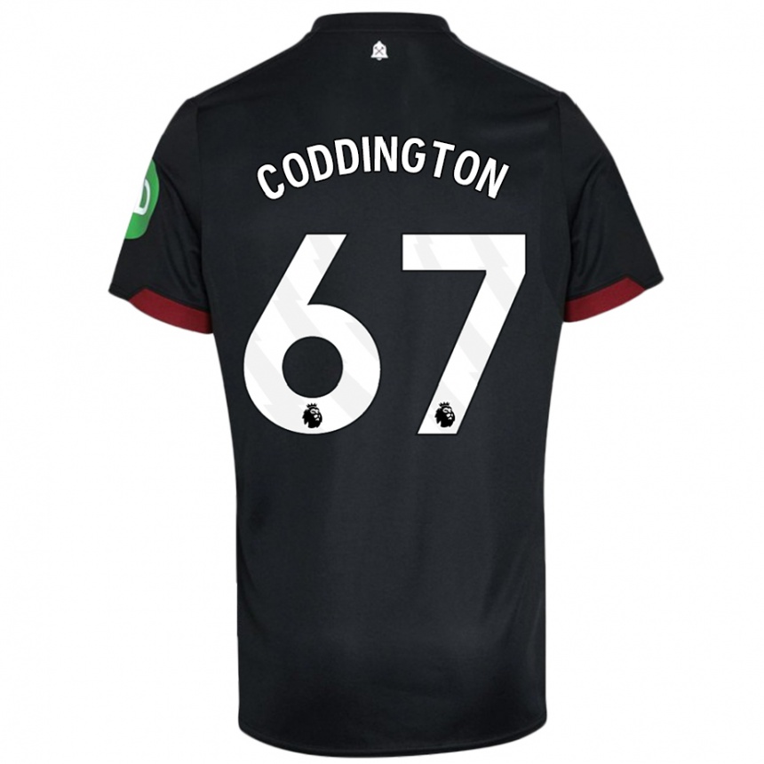 Women Football Remy Coddington #67 Black White Away Jersey 2024/25 T-Shirt Nz