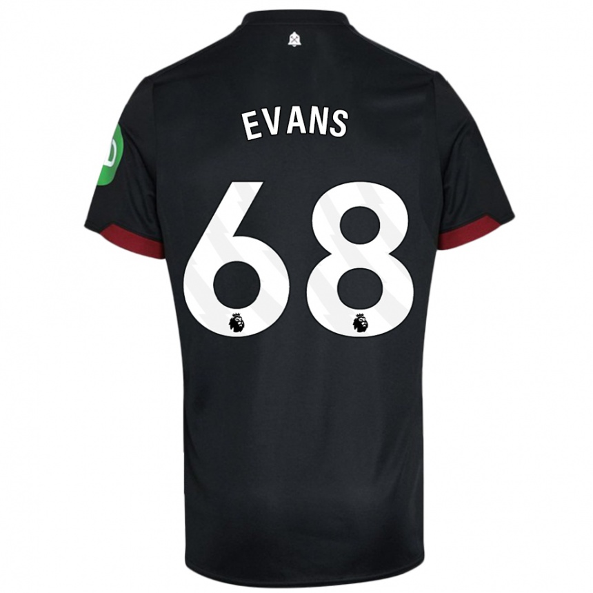 Women Football Isaac Evans #68 Black White Away Jersey 2024/25 T-Shirt Nz