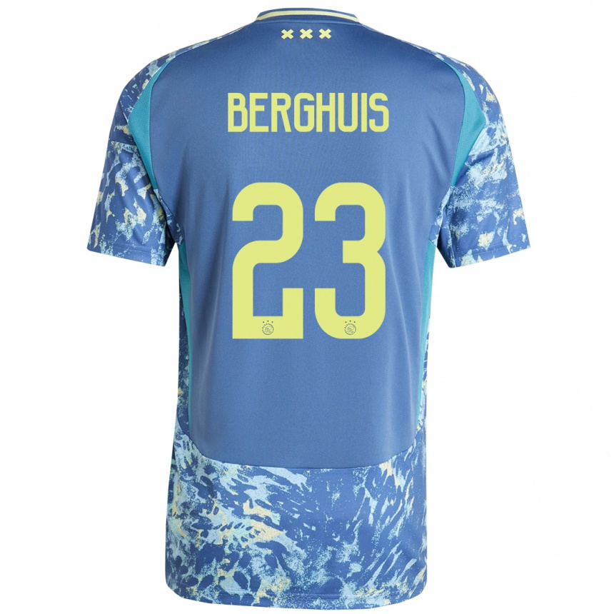 Women Football Steven Berghuis #23 Grey Blue Yellow Away Jersey 2024/25 T-Shirt Nz