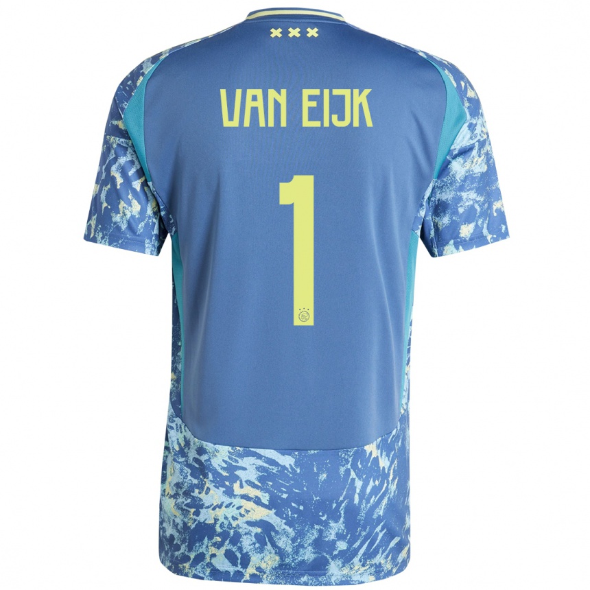 Women Football Regina Van Eijk #1 Grey Blue Yellow Away Jersey 2024/25 T-Shirt Nz