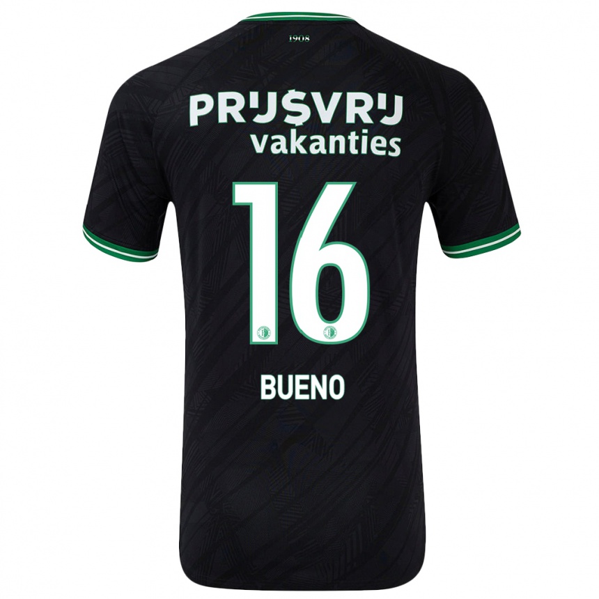 Women Football Hugo Bueno #16 Black Green Away Jersey 2024/25 T-Shirt Nz