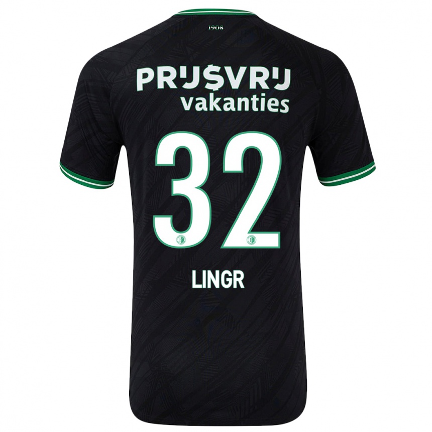 Women Football Ondrej Lingr #32 Black Green Away Jersey 2024/25 T-Shirt Nz