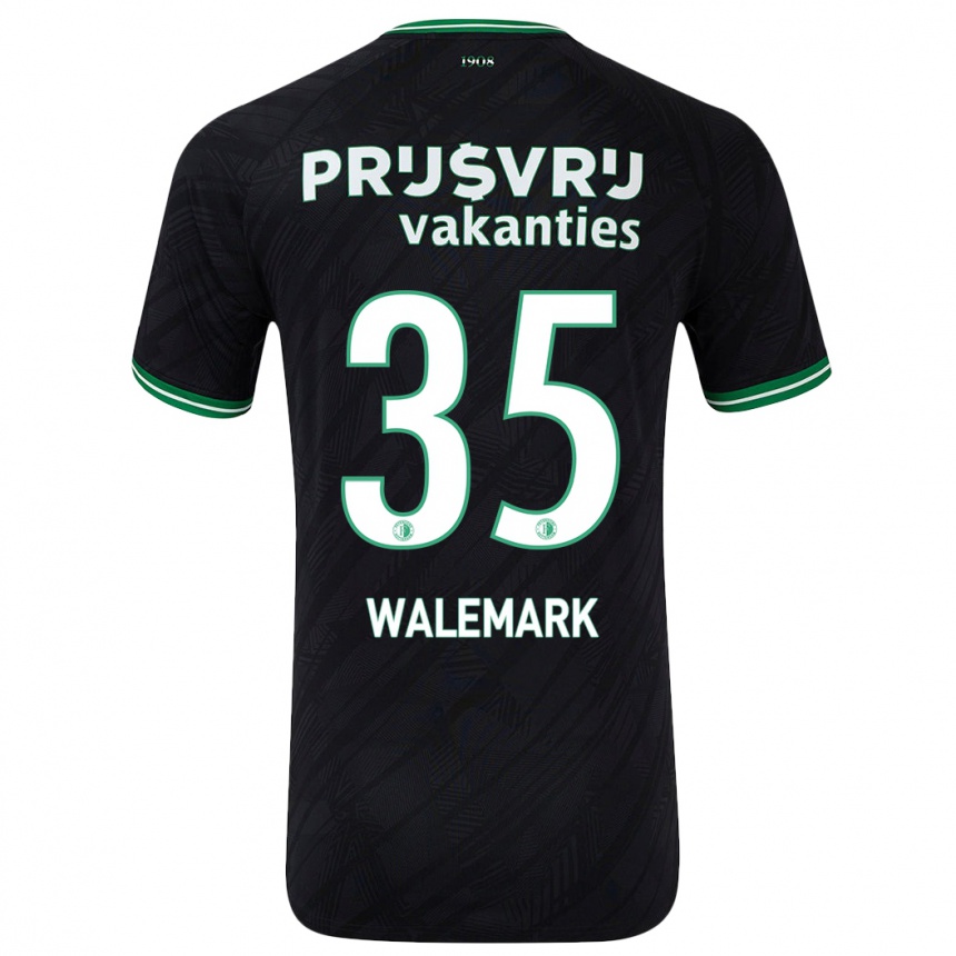 Women Football Patrik Walemark #35 Black Green Away Jersey 2024/25 T-Shirt Nz