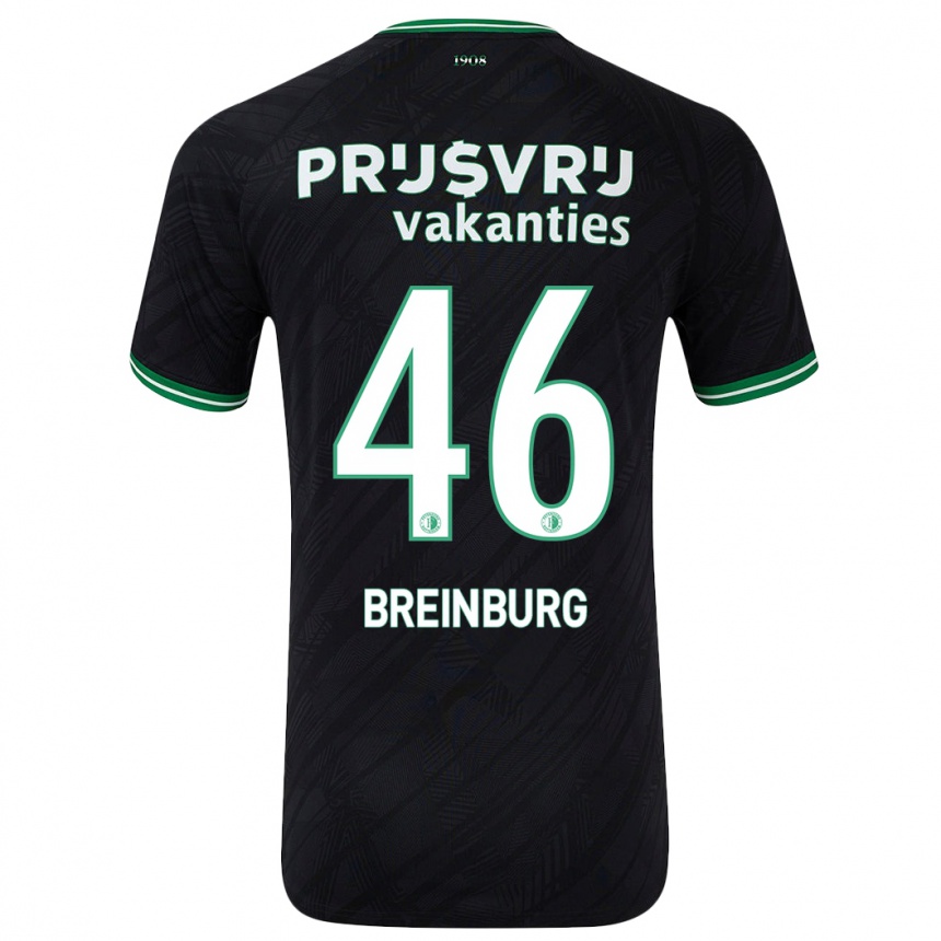 Women Football Rainey Breinburg #46 Black Green Away Jersey 2024/25 T-Shirt Nz