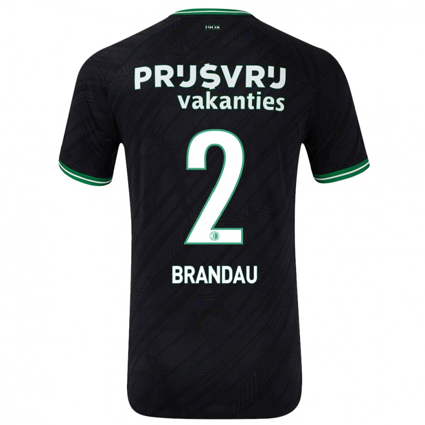 Women Football Justine Brandau #2 Black Green Away Jersey 2024/25 T-Shirt Nz