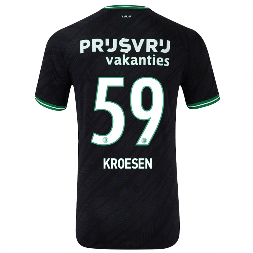 Women Football Jaimy Kroesen #59 Black Green Away Jersey 2024/25 T-Shirt Nz