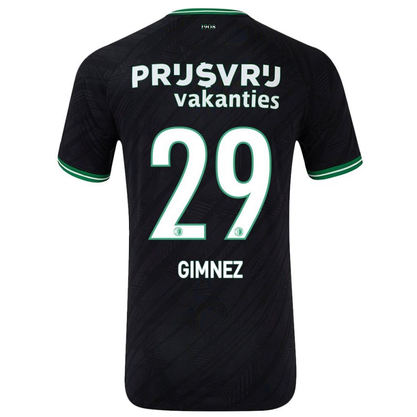 Women Football Santiago Gimnez #29 Black Green Away Jersey 2024/25 T-Shirt Nz