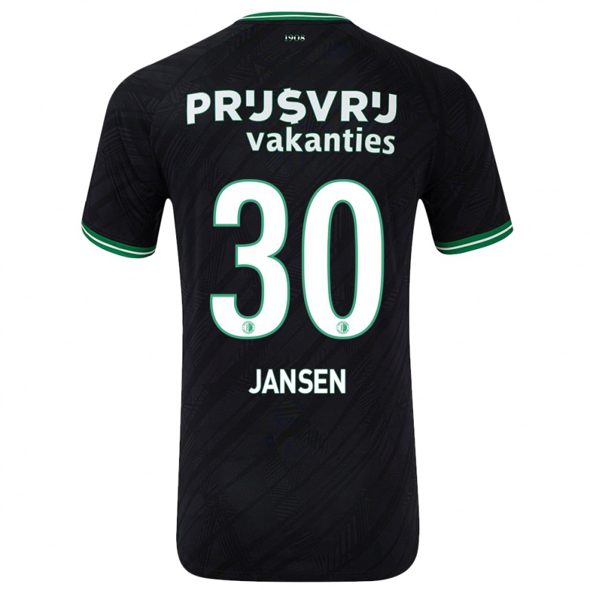 Women Football Thijs Jansen #30 Black Green Away Jersey 2024/25 T-Shirt Nz