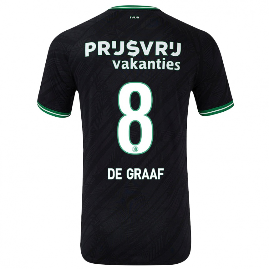 Women Football Esmee De Graaf #8 Black Green Away Jersey 2024/25 T-Shirt Nz