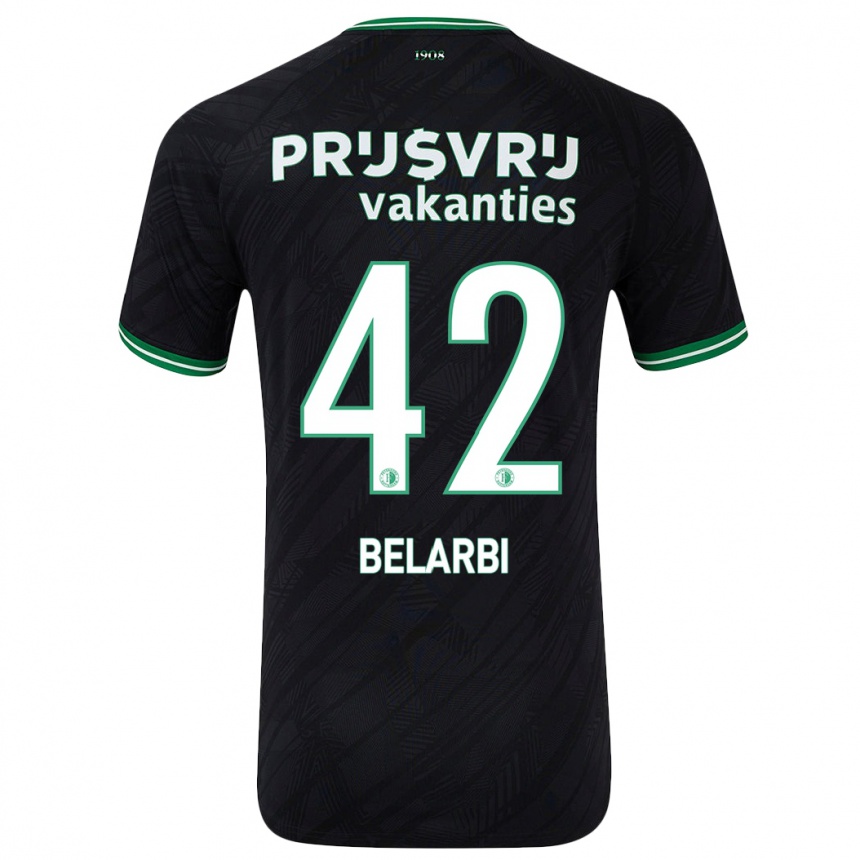 Women Football Abdel Belarbi #42 Black Green Away Jersey 2024/25 T-Shirt Nz