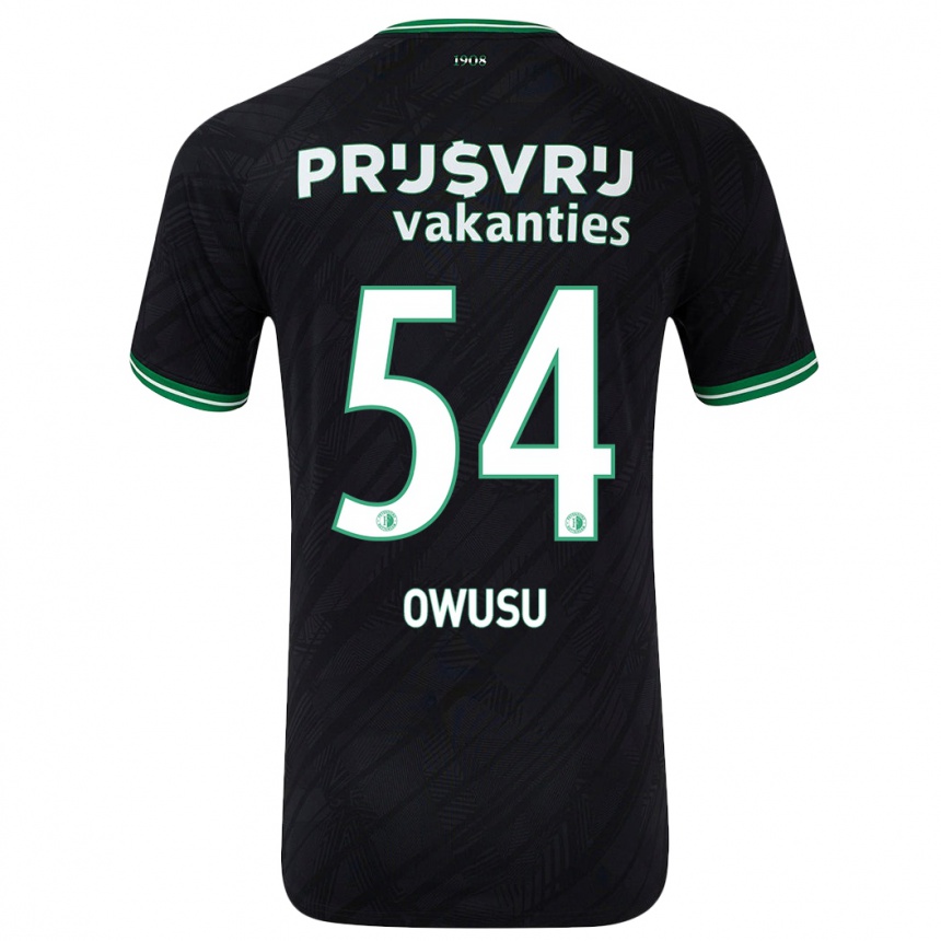 Women Football Denzel Owusu #54 Black Green Away Jersey 2024/25 T-Shirt Nz