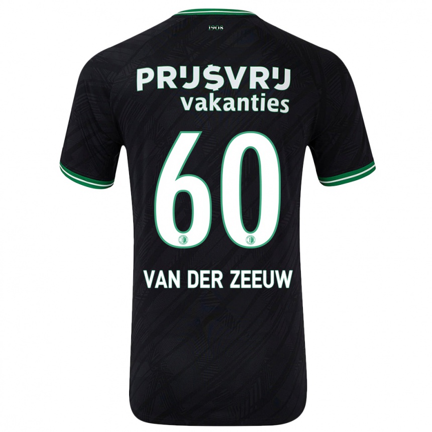 Women Football Twan Van Der Zeeuw #60 Black Green Away Jersey 2024/25 T-Shirt Nz