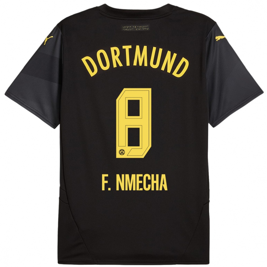 Women Football Felix Nmecha #8 Black Yellow Away Jersey 2024/25 T-Shirt Nz