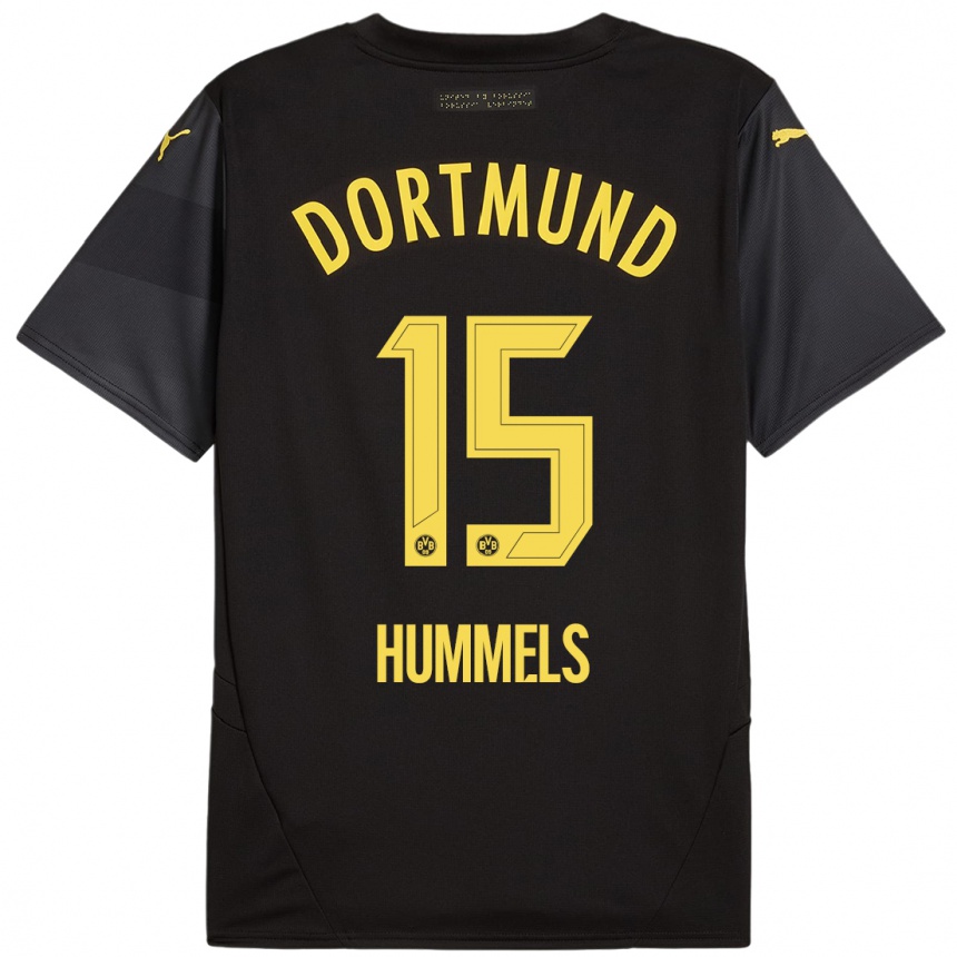 Women Football Mats Hummels #15 Black Yellow Away Jersey 2024/25 T-Shirt Nz