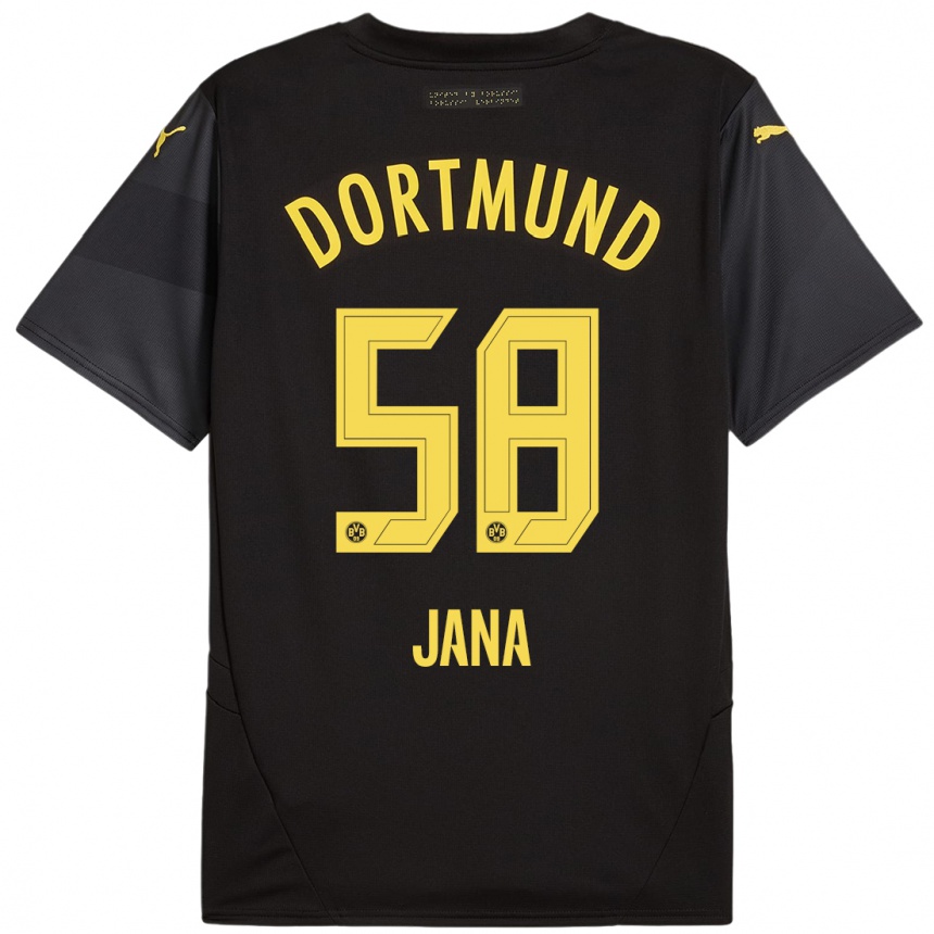 Women Football Nordberg Jana #58 Black Yellow Away Jersey 2024/25 T-Shirt Nz