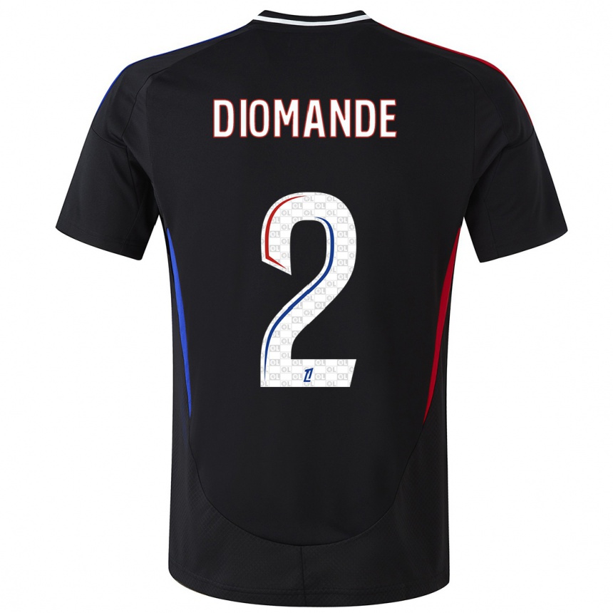 Women Football Sinaly Diomande #2 Black Away Jersey 2024/25 T-Shirt Nz