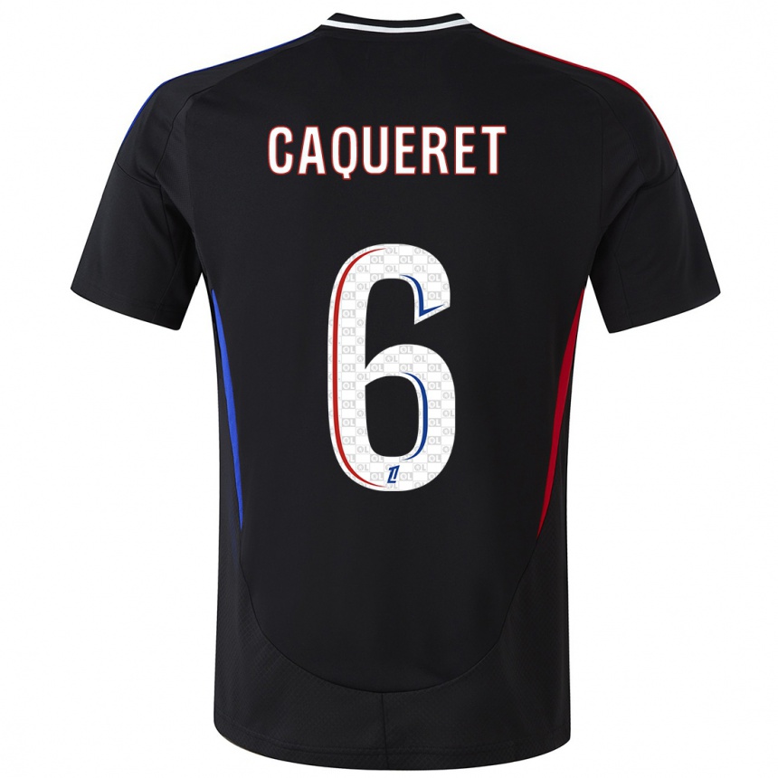 Women Football Maxence Caqueret #6 Black Away Jersey 2024/25 T-Shirt Nz