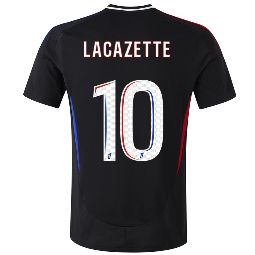 Women Football Alexandre Lacazette #10 Black Away Jersey 2024/25 T-Shirt Nz