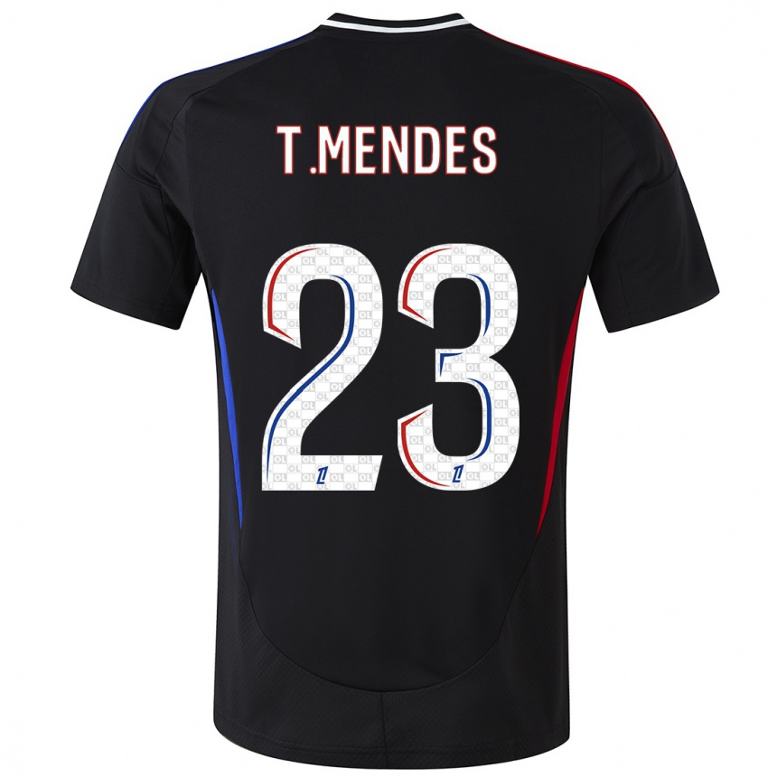 Women Football Thiago Mendes #23 Black Away Jersey 2024/25 T-Shirt Nz