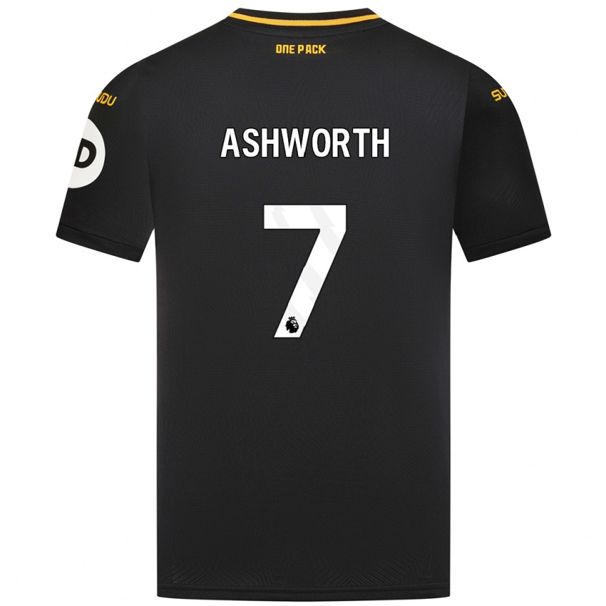 Women Football Fin Ashworth #7 Black Away Jersey 2024/25 T-Shirt Nz