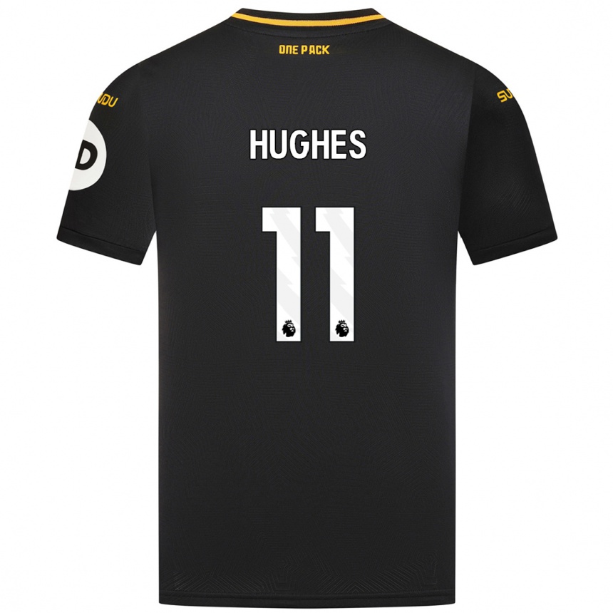 Women Football Amber Hughes #11 Black Away Jersey 2024/25 T-Shirt Nz