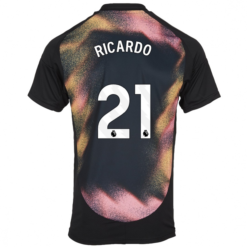 Women Football Ricardo Pereira #21 Black White Away Jersey 2024/25 T-Shirt Nz