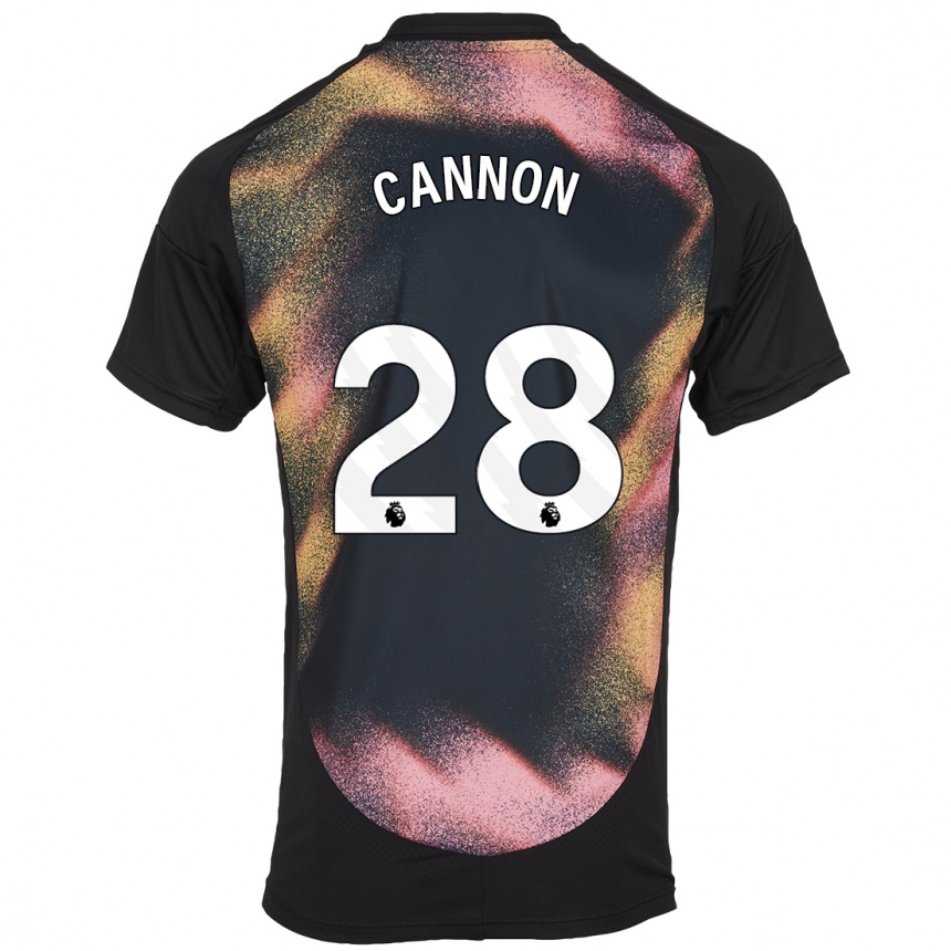 Women Football Thomas Cannon #28 Black White Away Jersey 2024/25 T-Shirt Nz