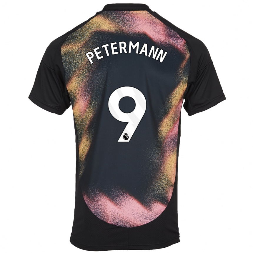 Women Football Lena Petermann #9 Black White Away Jersey 2024/25 T-Shirt Nz