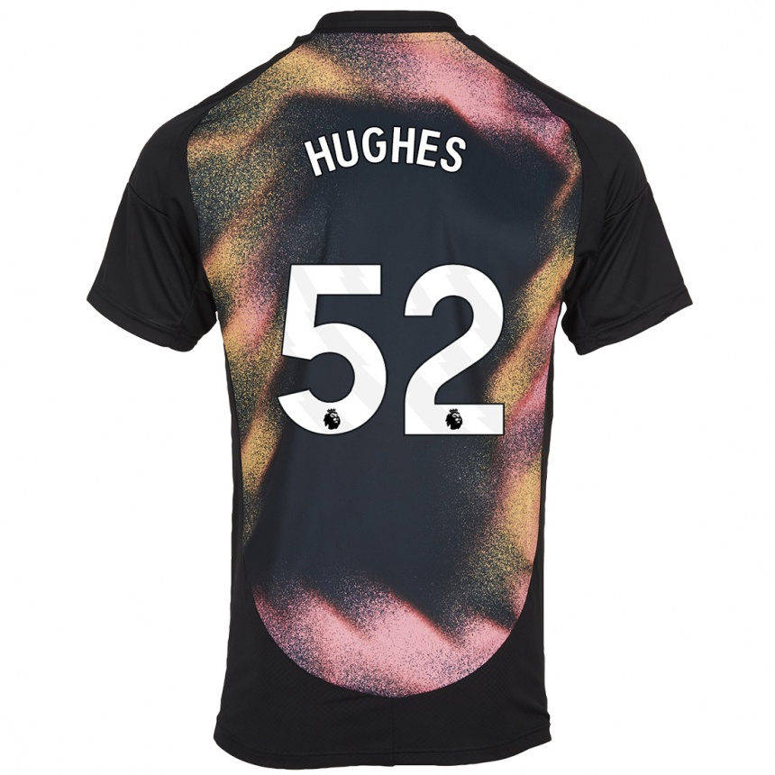 Women Football Iestyn Hughes #52 Black White Away Jersey 2024/25 T-Shirt Nz