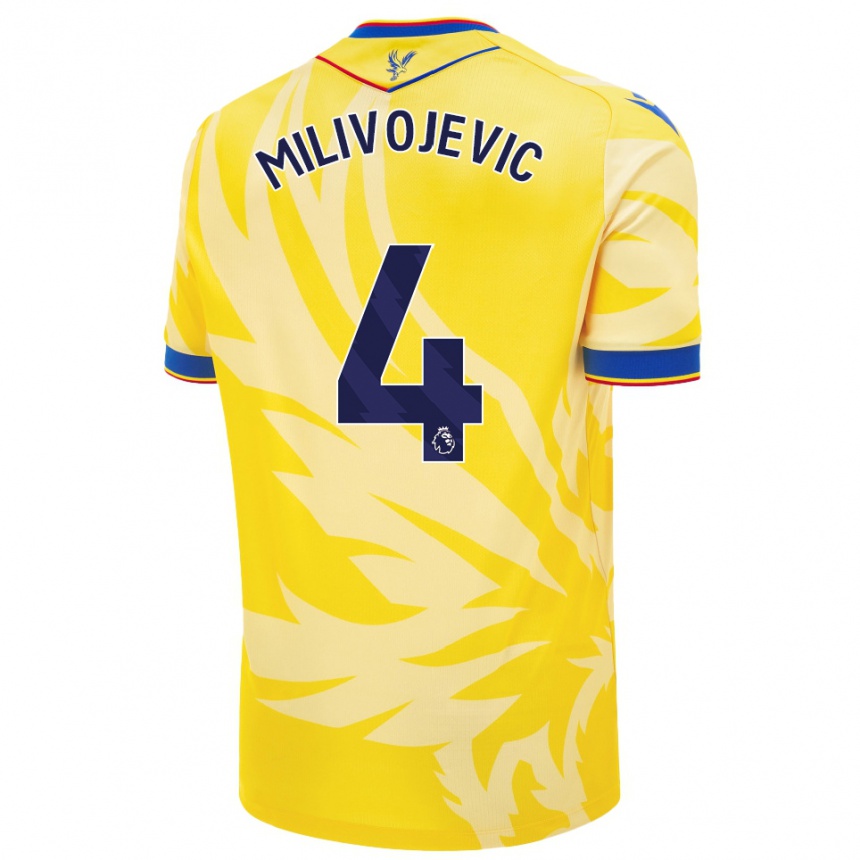 Women Football Luka Milivojevic #4 Yellow Away Jersey 2024/25 T-Shirt Nz